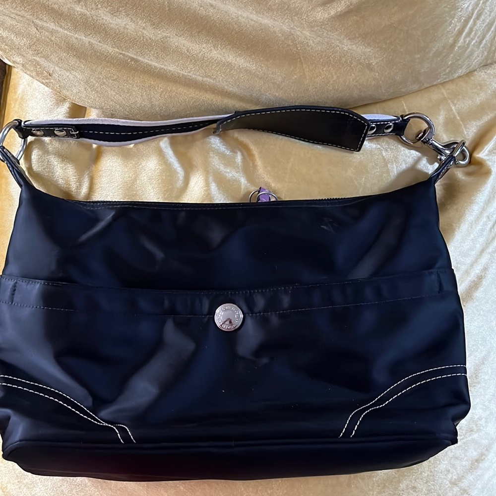 Coach Black Nylon Satchel with leather and canvas details